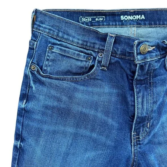 Sonoma Men’s Slim Blue Distressed Jeans Size 32x32 - Picture 5 of 13